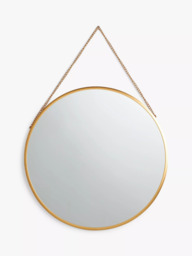 John Lewis Round Metal Frame Chain Hanging Mirror, 50cm - thumbnail 1