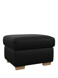 John Lewis Camden Leather Storage Footstool, Light Leg