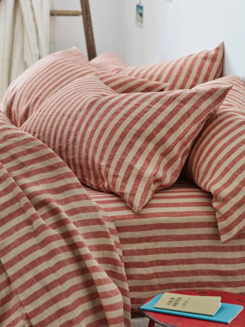 Piglet in Bed Pembroke Stripe Linen Flat Sheet - image 1