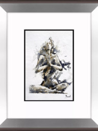 John Lewis Joanne Boon Thomas 'Yoga Lady' Framed Print & Mount, 60.5 x 50.5cm, Black/White - thumbnail 1