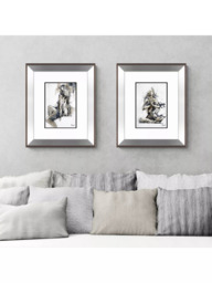 John Lewis Joanne Boon Thomas 'Yoga Lady' Framed Print & Mount, 60.5 x 50.5cm, Black/White - thumbnail 2