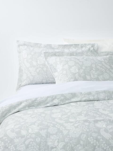 John Lewis Woodblock Pure Cotton Jacquard Duvet Cover Set, Grey - image 1