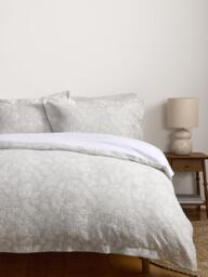John Lewis Woodblock Pure Cotton Jacquard Duvet Cover Set, Grey - thumbnail 6