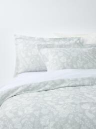 John Lewis Woodblock Pure Cotton Jacquard Duvet Cover Set, Grey - thumbnail 1