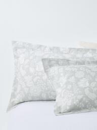 John Lewis Woodblock Pure Cotton Jacquard Duvet Cover Set, Grey - thumbnail 3
