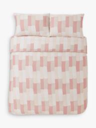 Jasper Conran London Brick Check 300 Thread Count Combed Cotton Duvet Cover Set, Pink/White - thumbnail 3