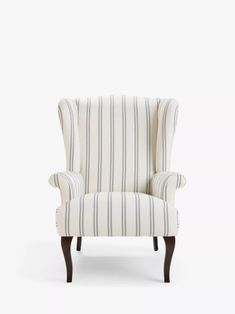 John Lewis Shaftesbury Wing Chair, Dark Leg,  Easy Clean Double Stripe Natural - image 1