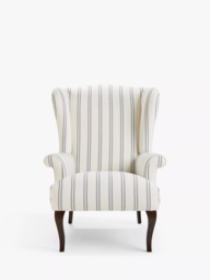 John Lewis Shaftesbury Wing Chair, Dark Leg,  Easy Clean Double Stripe Natural - thumbnail 1