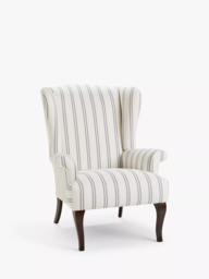 John Lewis Shaftesbury Wing Chair, Dark Leg,  Easy Clean Double Stripe Natural - thumbnail 4