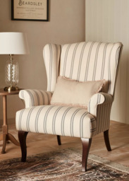 John Lewis Shaftesbury Wing Chair, Dark Leg,  Easy Clean Double Stripe Natural - thumbnail 3
