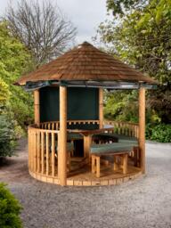 Breeze House Savannah Signature Cedar Shingle Roof Circular Gazebo, FSC-Certified (Scandinavian Redwood) - thumbnail 2