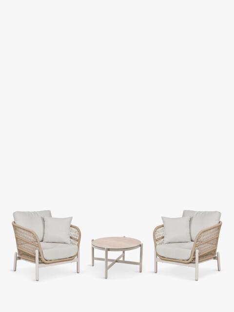 Pacific Martic 2-Seater Round Garden Bistro Coffee Table & Chairs Set, Natural