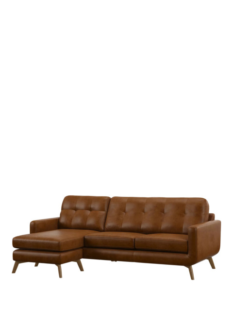 John Lewis Barbican LHF Chaise Leather Sofa, Light Leg - image 1