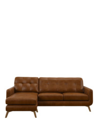 John Lewis Barbican LHF Chaise Leather Sofa, Light Leg - thumbnail 5