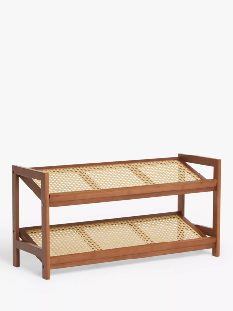 John Lewis Poly Rattan and Bamboo 2 Tier Shoe Rack, Cherry Wood - image 1