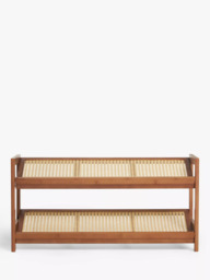 John Lewis Poly Rattan and Bamboo 2 Tier Shoe Rack, Cherry Wood - thumbnail 3