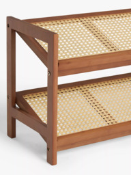 John Lewis Poly Rattan and Bamboo 2 Tier Shoe Rack, Cherry Wood - thumbnail 5
