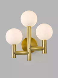 John Lewis Modern 3 Arm Wall Light, Matt Gold - thumbnail 1