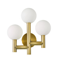John Lewis Modern 3 Arm Wall Light, Matt Gold - thumbnail 3