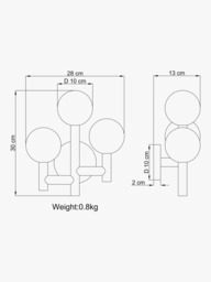 John Lewis Modern 3 Arm Wall Light, Matt Gold - thumbnail 2