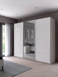 John Lewis Elstra 250cm Wardrobe with Glass and Mirrored Sliding Doors - thumbnail 2