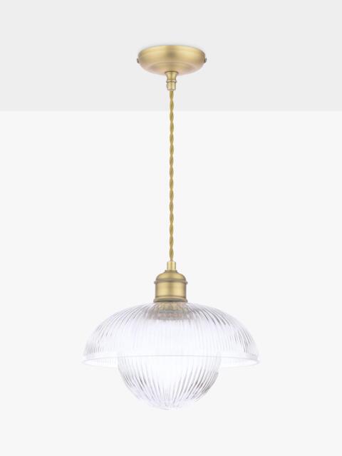 Laura Ashley Billham Ribbed Glass Pendant Ceiling Light, Antique Brass - image 1