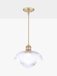 Laura Ashley Billham Ribbed Glass Pendant Ceiling Light, Antique Brass - thumbnail 4