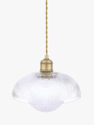 Laura Ashley Billham Ribbed Glass Pendant Ceiling Light, Antique Brass - thumbnail 6