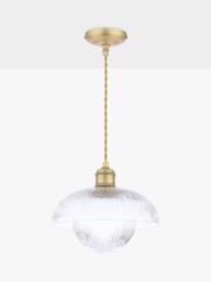 Laura Ashley Billham Ribbed Glass Pendant Ceiling Light, Antique Brass - thumbnail 1