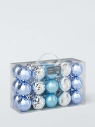 John Lewis Shatterproof Christmas Tree Baubles, Box of 30, Blue/Silver - thumbnail 3