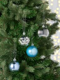 John Lewis Shatterproof Christmas Tree Baubles, Box of 30, Blue/Silver - thumbnail 2