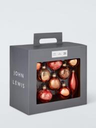 John Lewis Assorted Glass Baubles, Box of 20, Copper - thumbnail 3