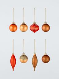 John Lewis Assorted Glass Baubles, Box of 20, Copper - thumbnail 1