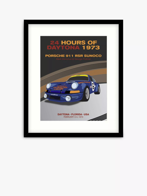 John Lewis Zucarto Art Studios 'Porsche at 1973 Daytona' Framed Print & Mount, 63.5 x 53.5cm, Blue/Black