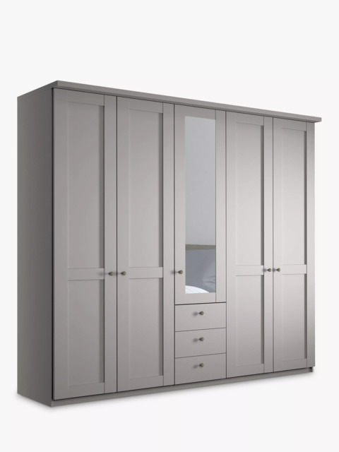 John Lewis Marlow 250cm Hinged Door Wardrobe with Mirror & 3 Drawers - image 1