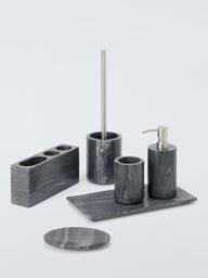 John Lewis Midnight Black Marble Toilet Brush - thumbnail 3