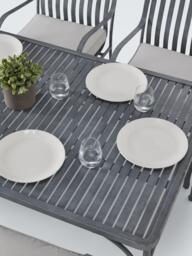 John Lewis Ribbon 6-Seater Rectangular Metal Garden Dining Table & Chairs Set, Grey - thumbnail 6