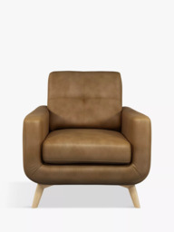 John Lewis Barbican Leather Armchair, Light Leg, Demetra Light Tan - thumbnail 1