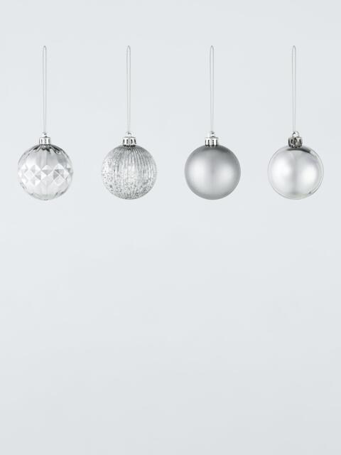 John Lewis Shatterproof Baubles, Box of 30, Silver - image 1