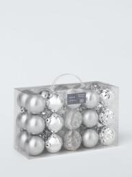 John Lewis Shatterproof Baubles, Box of 30, Silver - thumbnail 3