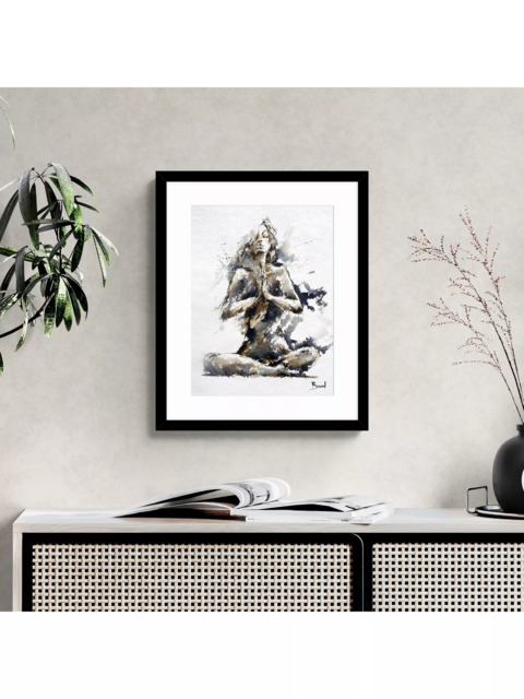 John Lewis Joanne Boon Thomas 'Yoga Lady' Framed Print & Mount, 53.5 x 43.5cm, Black/White - image 1