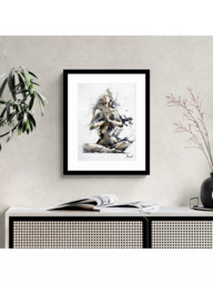 John Lewis Joanne Boon Thomas 'Yoga Lady' Framed Print & Mount, 53.5 x 43.5cm, Black/White - thumbnail 1