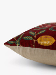 Morris & Co. Velvet Fruit Cushion, Indigo / Slate - thumbnail 3