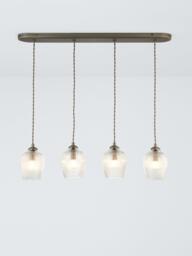 John Lewis Fulbrook 4 Glass Shade Over Diner Ceiling Light, Clear