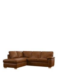 John Lewis Camden LHF Chaise Corner Leather Sofa, Light Leg - thumbnail 1