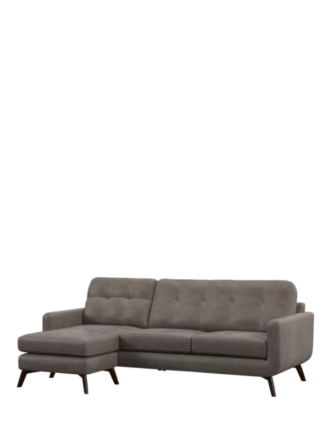 John Lewis Barbican LHF Chaise Leather Sofa, Dark Leg - image 1
