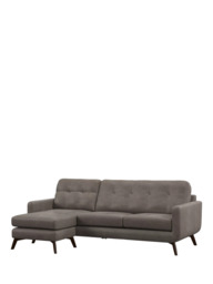 John Lewis Barbican LHF Chaise Leather Sofa, Dark Leg