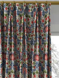 Morris & Co. Little Chintz Made to Measure Curtains or Roman Blind, Indigo/Carmine - thumbnail 4