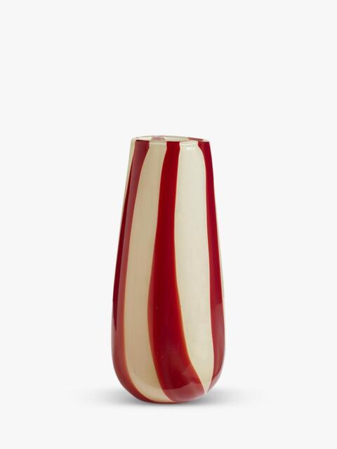 OKA Twistle Striped Glass Vase, H32cm, Red/Antiqued White - image 1