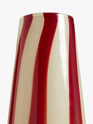 OKA Twistle Striped Glass Vase, H32cm, Red/Antiqued White - thumbnail 4
